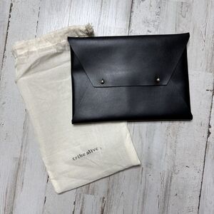 Tribe Alive Vegan Leather Envelope Clutch Black Thin Dinner Show Party NWOT
